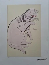 Andy Warhol Signed Lithograph - Cat Sam - Certificate Leo Castelli