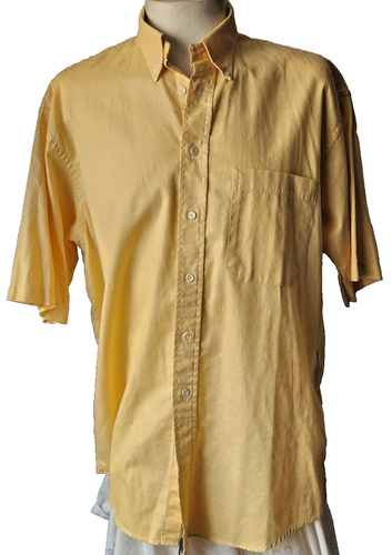 Burberry London Men's XL Yellow Imported Cotton Short Sleeve Shirt