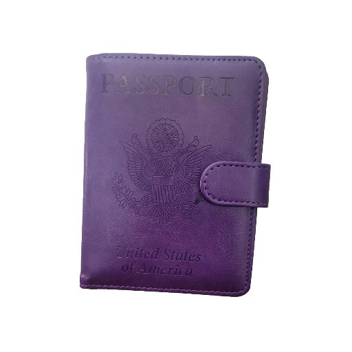 GDTK RFID Blocking Leather Passport Holder Travel Wallet in Blue or Red-image