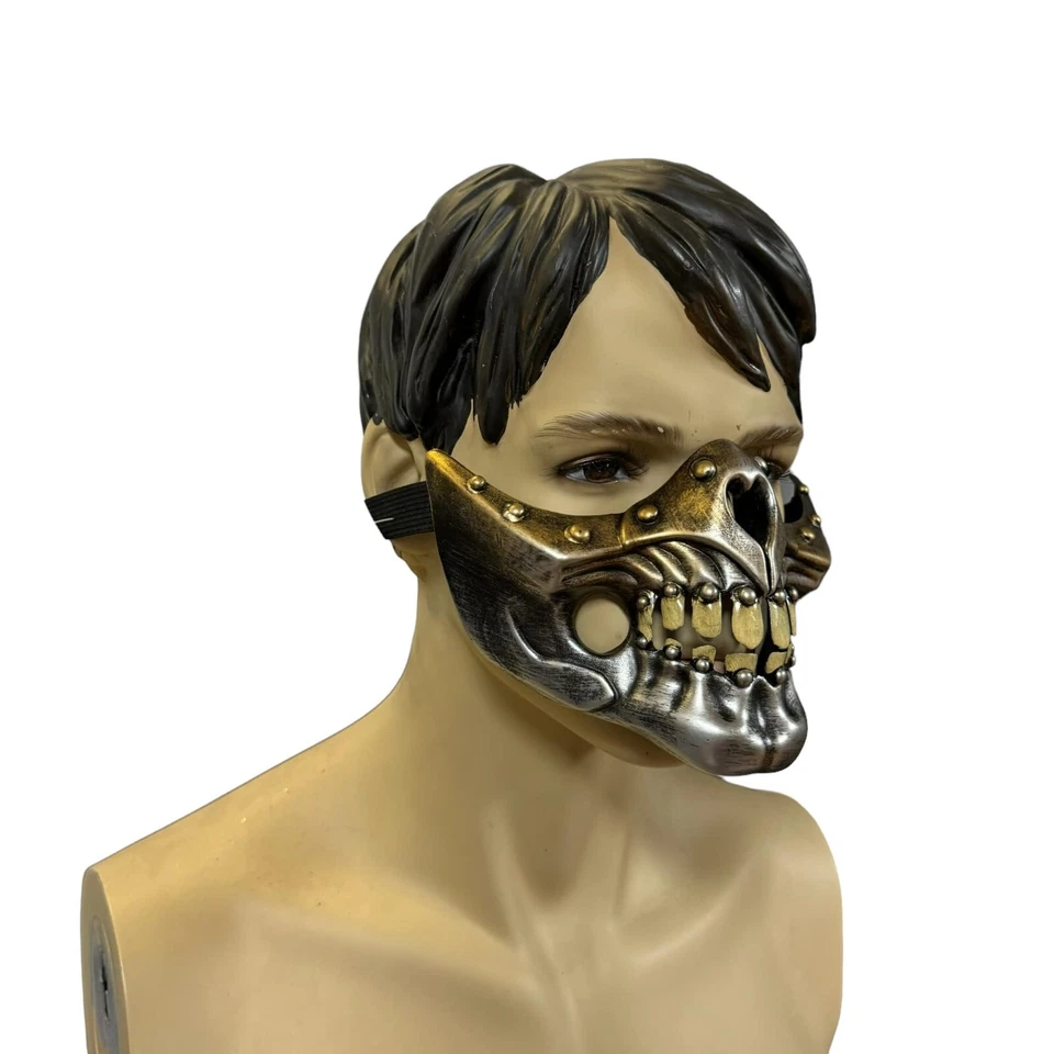 Máscara de mascarada unisex de media cara con calavera steampunk dopest dorada y plateada Foto 2 de 4