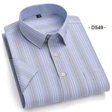 Mens Dress Oxford Shirts Formal Business Short Sleeves Cotton Casual Shirts Top