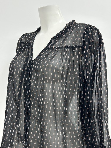 Ex Peacocks Damen schwarz durchsichtig Geo-Druck Shirt Bluse Größe 12 - Bild 6 von 9