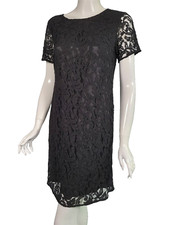 ANN TAYLOR Black Lace Shift Dress sz 4