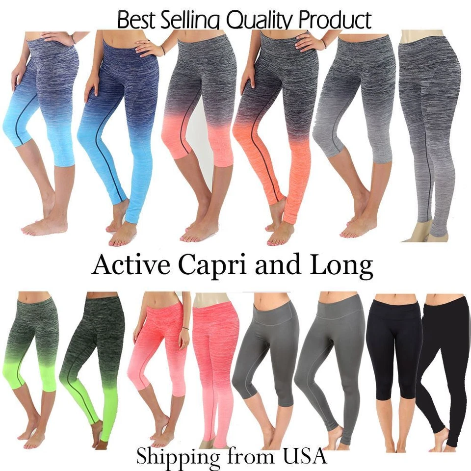 Mujeres Ombre Capri Leggings Recortados Pantalones de Yoga para Gimnasio Fitness Entrenamiento Ropa S M L Foto 2 de 4