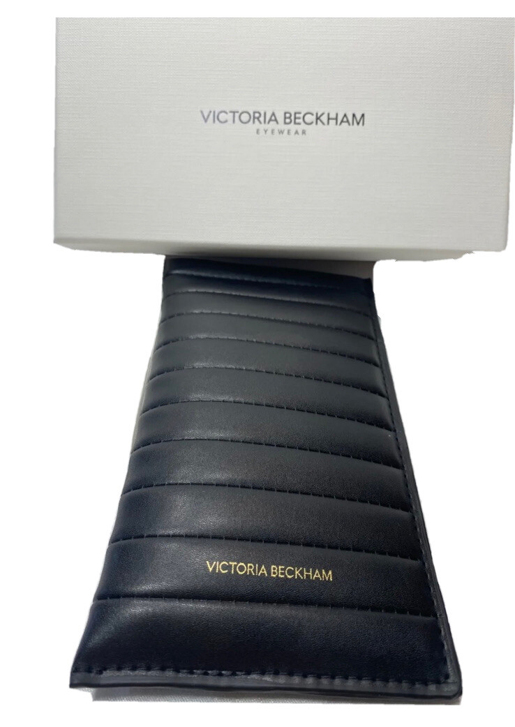 VICTORIA BECKHAM White Box Black Leather Sunglasses Case Set 