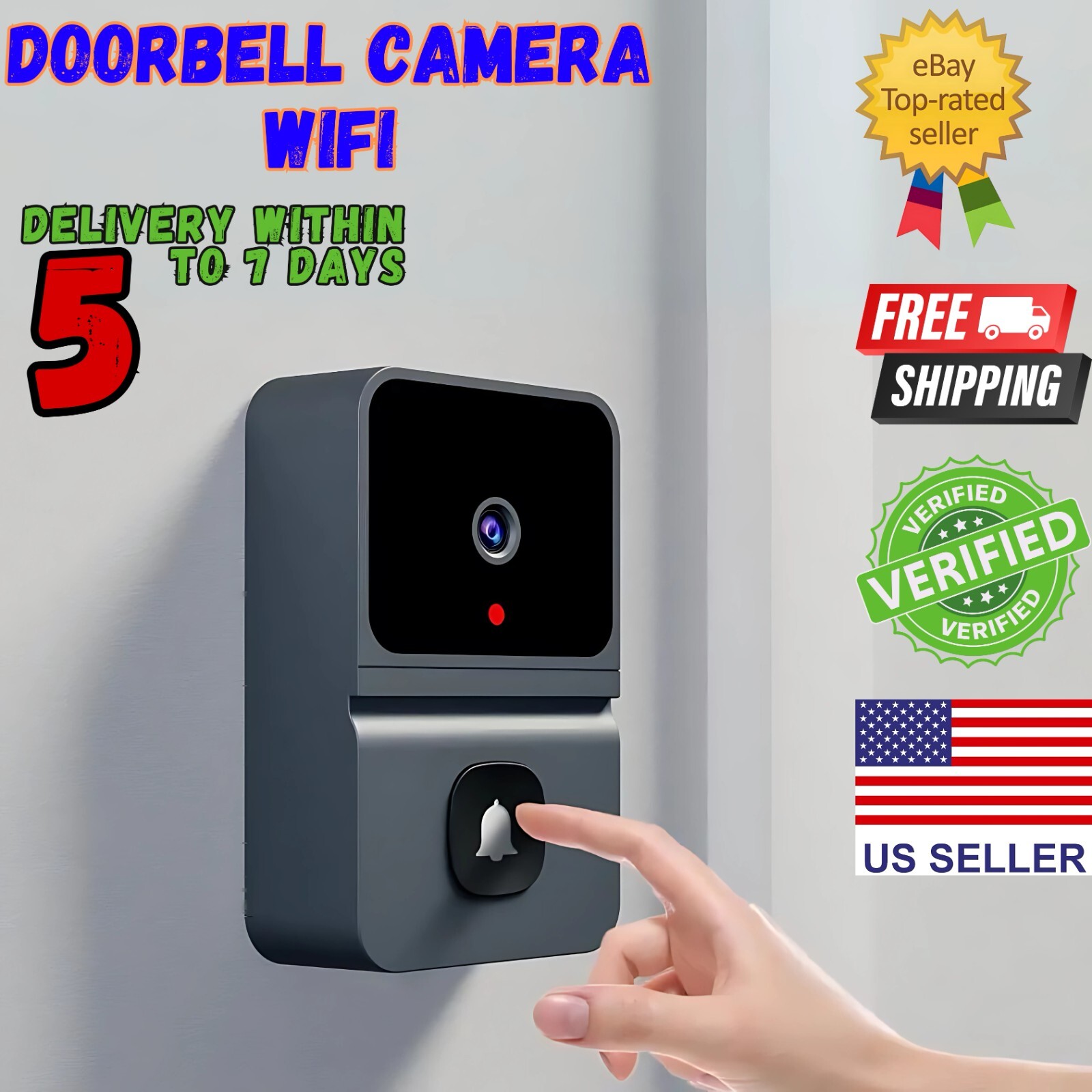 Smart WiFi Wireless Doorbell Camera with 5G Intercom & Chime Security Kit  -image