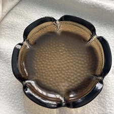 Ashtray Smoke Glass Heavy 5.5" Round 6-Rest Knobbed Knobby Knobbly Bottom VTG