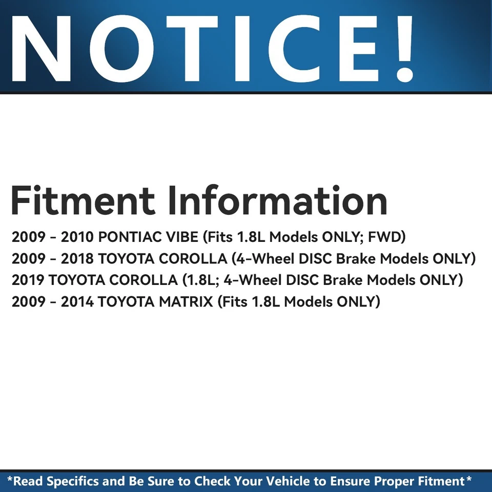 Pastillas de freno rotores perforados delanteros y traseros para Toyota Corolla Matrix Pontiac Vibe Foto 3 de 4