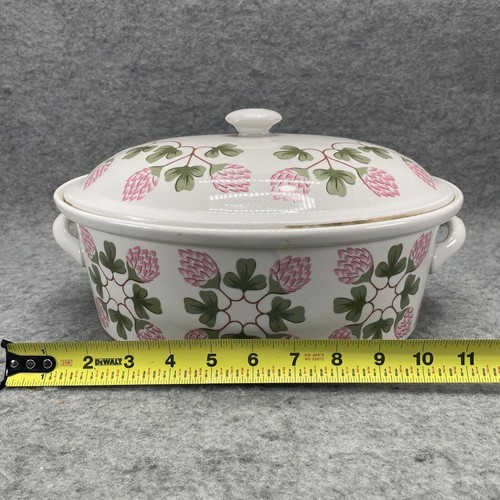 RARE Hall China Company VTG Pink Clover Oval Casserole dish #103 US - Picture 3 of 9