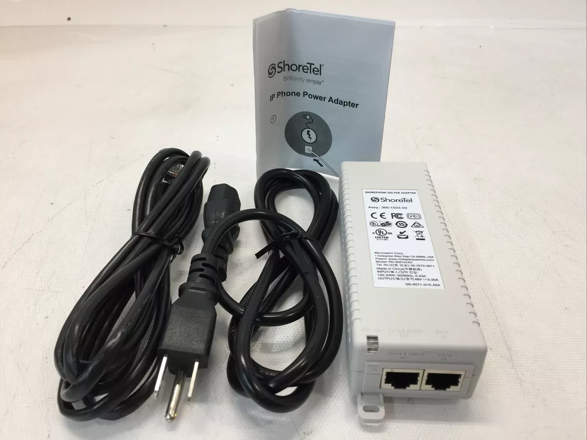 Shoretel PD-3501G 48V 0.35A Gigabit PoE AC Adapter 3501G 300-1023-03