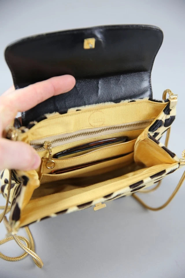 Bolso Monedero Vintage Años 60 GRETA Suave Original Imitación Leopardo con Acabados en Latón Foto 4 de 4