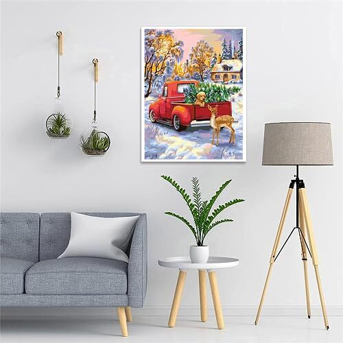 Christmas Paint by Numbers Kits for Adults，Christmas Landscape DIY