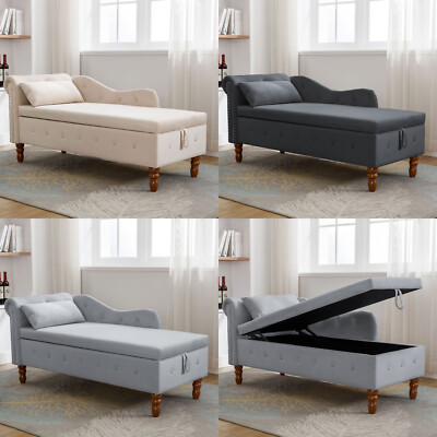 Modern Velvet Chaise Lounge Chair Buttons Tufted Sofa Chair Couch with Pillow