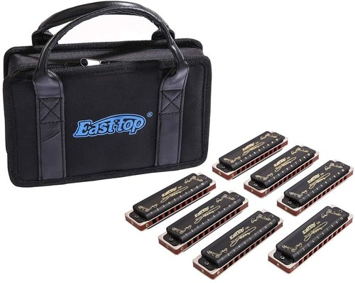 EASTTOP Diatonic Blue Harmonica Set of 1/7/12 10Holes Mouth Organ Harmonica Set - Picture 8 of 20
