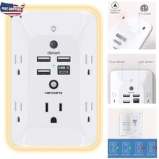 5 Outlet Extender Surge Protector Multi Plug Wall Adapter USB Charger Ports With