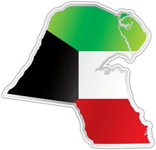Kuwait Country Flag Map Car Bumper Window Mirror Sticker Decal 4"X5"
