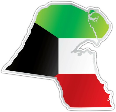 Kuwait Country Flag Map Car Bumper Window Mirror Sticker Decal 4''X5''