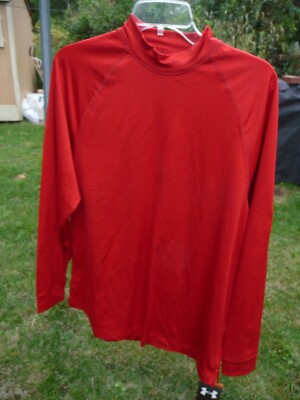 Under Armour Mens All Seasons long sleeve shirt red medium loose fit mock neck
