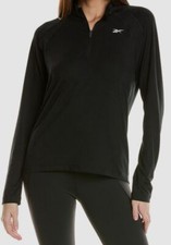 Reebok Women's Black Identity Activewear Performance Quarter Zip Top Size:M