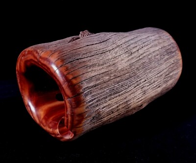 Vtg Folk Art Pine Wood Log Hollowed Out As Custom Container & Nicely Finished 8''