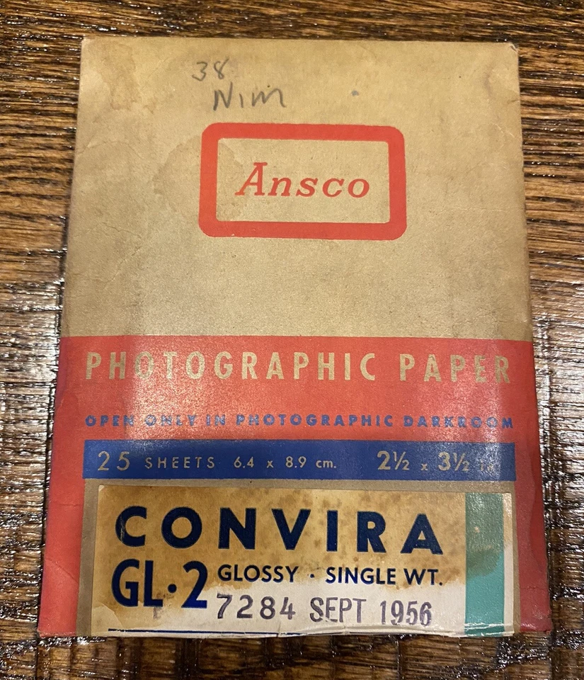Papel fotográfico vintage 1956 Ansco Convira GL-2 11 hojas 2,5 x 3,5 abierto 7284 Foto 2 de 4