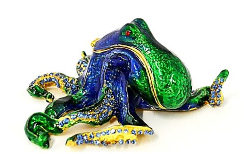 Octopus Trinket Box Made by Hand with Swarovski Crystals & Enamel. Free Shipping - Picture 1 of 6