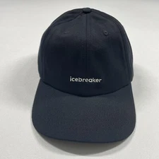 Icebreaker 6 Panel Hat Cap Adult Black Strapback Wool Blend Embroidered NEW