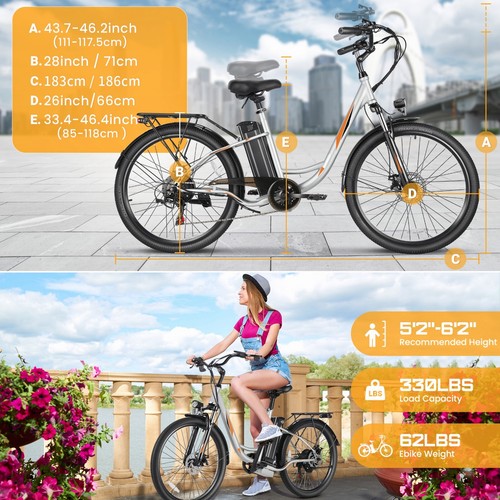 ⭐500W 48V Electric Bike 26" Commuting Bicycle Cruiser e Bike Up to 50miles NEW! - Picture 43 of 52