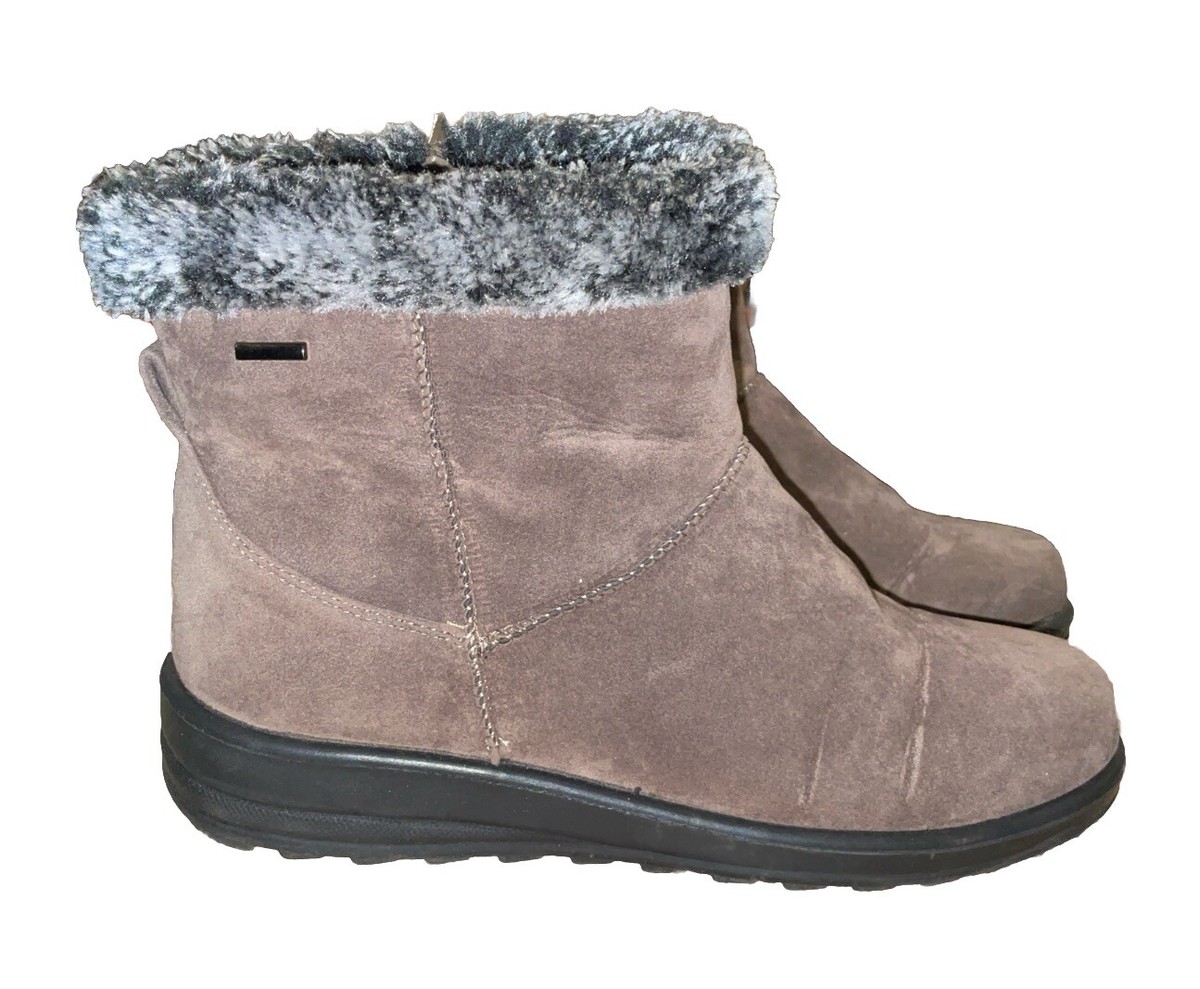 Cotton Traders Ladies Faux Suede Fur Lined Ankle Boots Size Brown