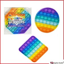 RAINBOW  Push POPPER Bubble Pop STRESS RELIEF Sensory Toys Kids Adults UK