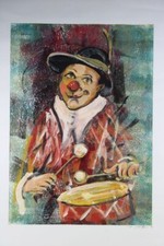 B8/ Eugen Virgil Facio - großes Clown Bild , ca. 100x69 cm. - handsigniert /H