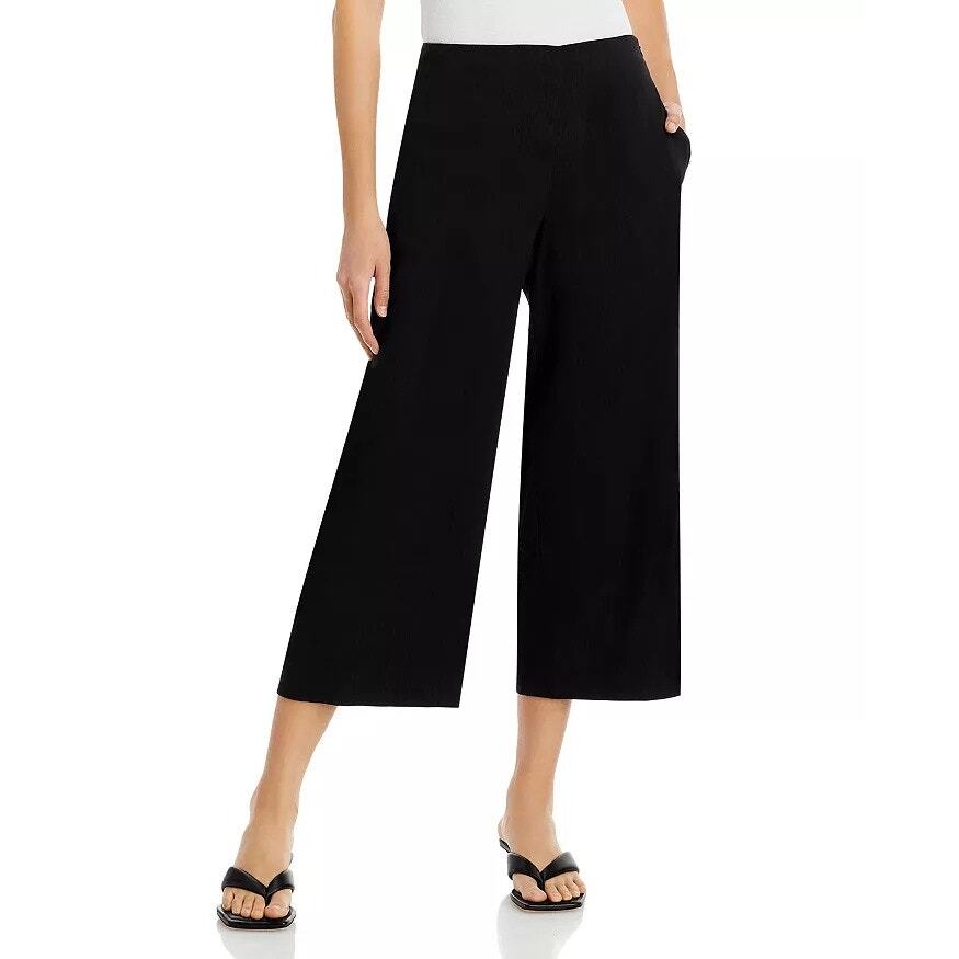 パンツ GIAMBATTISTA VALLI Cropped silk blend pants Black Vince V660921766 Linen Blend Cropped Wide Leg Pants In Black