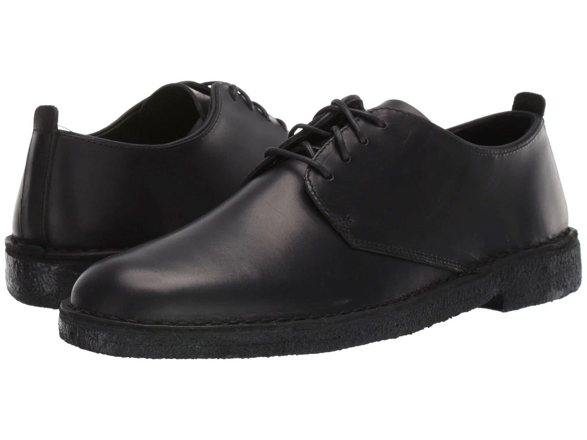 Shoes Clarks DESERT Leather Lace Up 44277 BLACK POLISHED | eBay