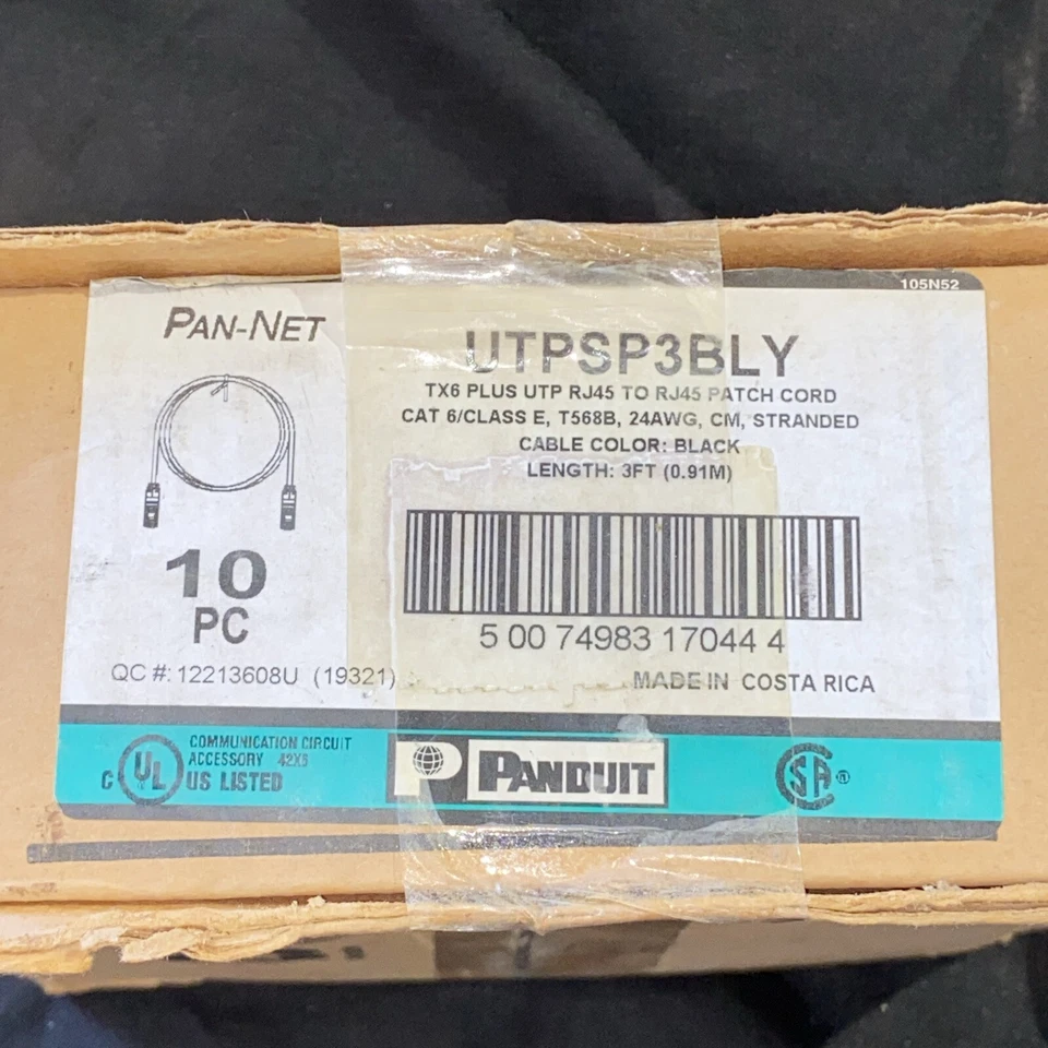 PANDUIT UTP PATCH CORD UTPCH3BLY (BLACK) 3 FOOT LONG(LOT 10).HE-53 OF 8),HE-53 - Image 3 of 3