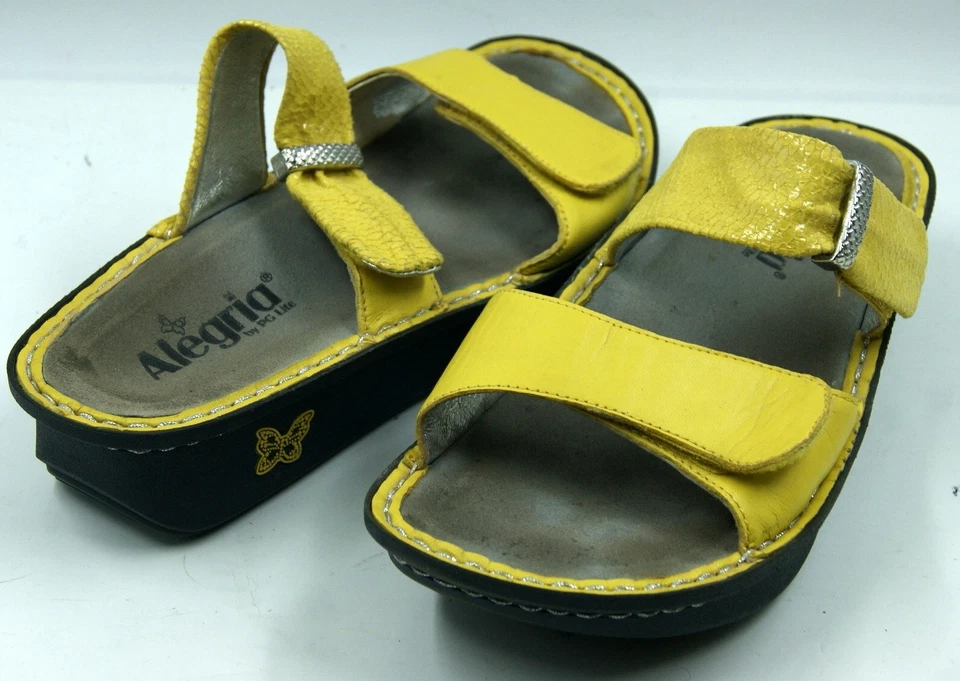 Alegria Lite Karmen 女式凉鞋 9 码黄色皮革拖鞋 — 第 3/4 张图片