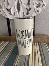 Rae Dunn  Fall MORNING PUMPKIN Ivory Stainless Steel Tumbler 17oz LL 2020