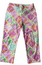 Lilly Pulitzer Cropped Pants Womens 10 Multicolor Cotton/ Spandex Colorful Vtg