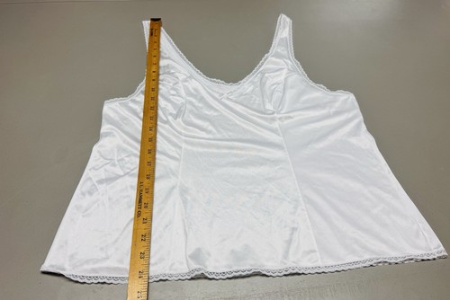 Vanity Fair Classic Sissy White Nylon Lingerie Lace Trim Camisole Cami Top 42/48 - Picture 8 of 10