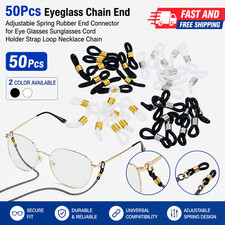 50Pcs Eyeglass Chain Connectors Adjustable Rubber Ends for Glasses Straps