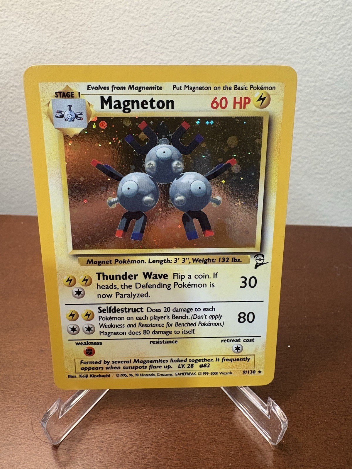 1999 Vintage Pokémon TCG Magneton Base Set 2 Holo Rare Card 9/102 NM Condition