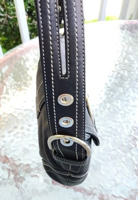 Coach SMALL 10577 Vintage Y2K Black Soho Leather Crossed Handle