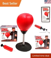 Red Faux Leather Punching Ball - 14x6 Inch Stress Reliever for Home or Office