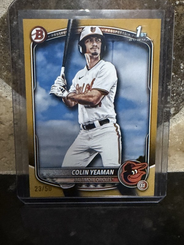 2025 Bowman Draft Baseball Colin Yeaman Bowman 1st Gold Paper /50 SSP BD-47