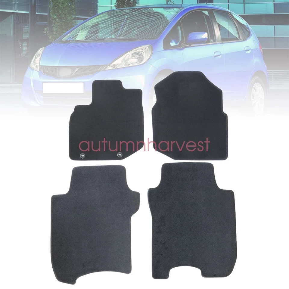 4Pcs Fits Honda Fit 2009-2013 Front & Rear Floor Mats Carpet Replacement Velour - Imagem 2 de 4
