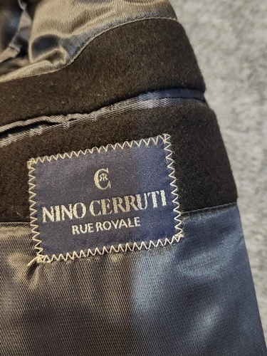 NINO CERRUTI Rue Royale Trench Coat Men 40R Black Cashmere Wool Blend Overcoat image 5