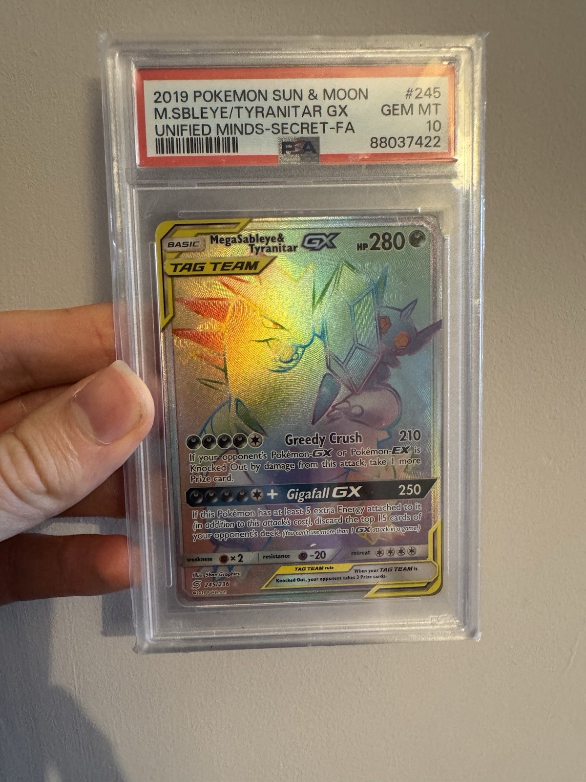 Unified Minds Mega Sableye & Tyranitar GX 245/236 PSA 10