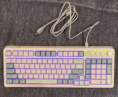 Le coo C99 Mechanical Keyboard, White/Green, Illuminated, USB-C, English QWERTY