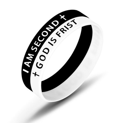 12mm God is First I am Second Bracelet for Men Women Rubber God Bracelets Wristb