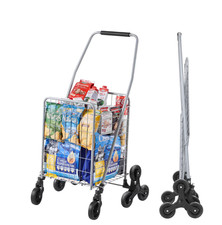 Grocery Shopping Cart, 45L Stair Climbing Cart with 360  Rolling Swivel Wheels