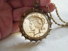 Antique GT 1922 LADY LIBERTY PEACE DOLLAR COIN Sterling Case-GF Chain NECKLACE — photo 6